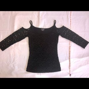 Bebe Black Lace Stretch top - X-Small